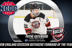 #NCDCAwards: Utica Jr. Comets Captain Payne Gatewood Named New England Division 2023-24 Defensive Forward Of The Year